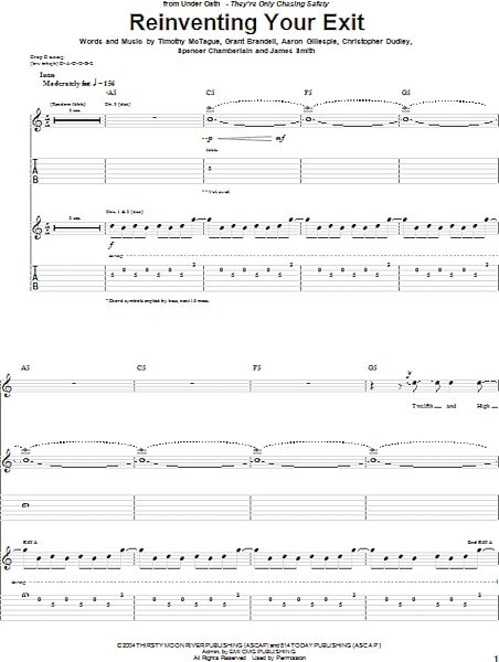Reinventing Your Exit - Guitar TAB, New, Main