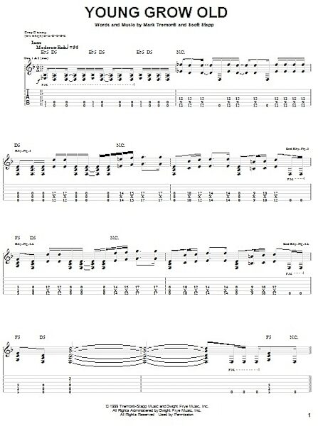 Young Grow Old - Guitar TAB, New, Main