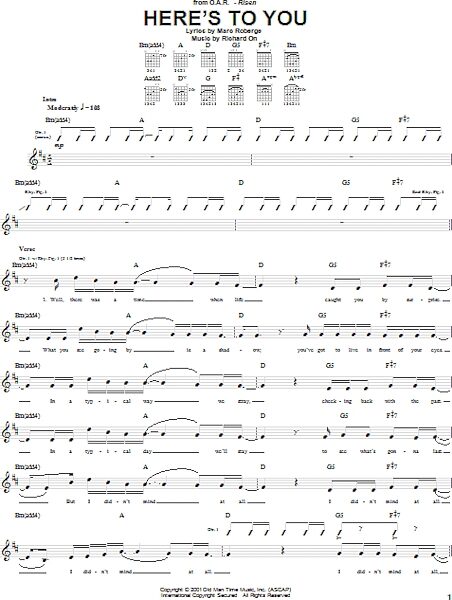 Here's To You - Guitar TAB, New, Main