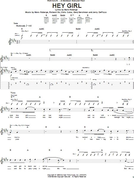 Hey Girl - Guitar TAB, New, Main