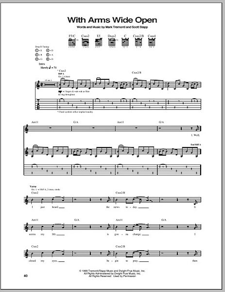 With Arms Wide Open - Guitar TAB, New, Main