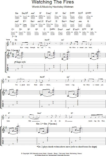 Watching The Fires - Guitar TAB, New, Main