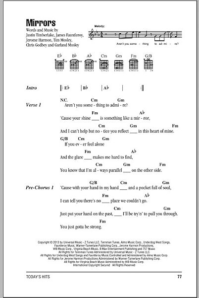 Mirrors - Guitar Chords/Lyrics, New, Main