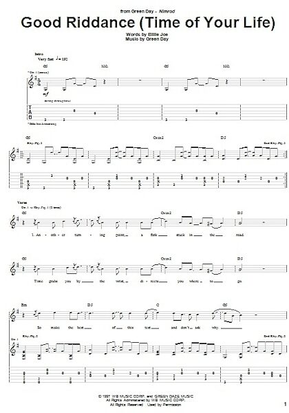 Good Riddance (Time Of Your Life) - Guitar TAB, New, Main