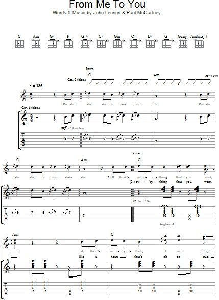 From Me To You - Guitar TAB, New, Main