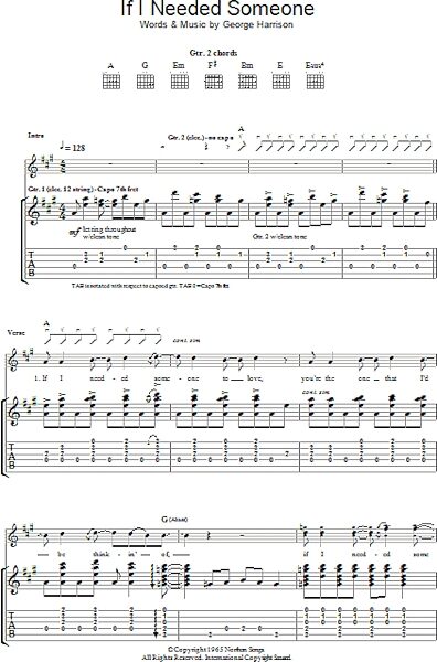 If I Needed Someone - Guitar TAB, New, Main
