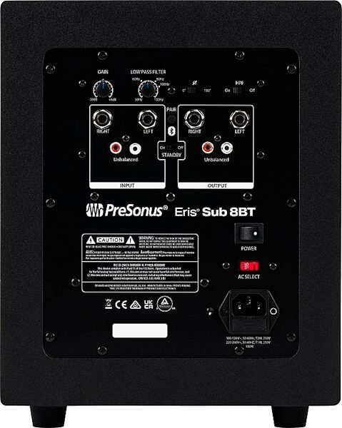 PreSonus Eris Sub 8BT Bluetooth Studio Subwoofer, New, Rear