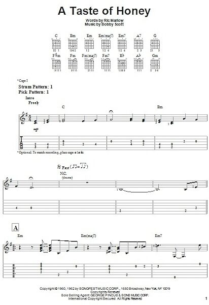 A Taste Of Honey - Easy Guitar with TAB, New, Main
