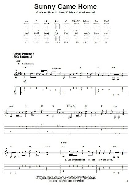 Sunny Came Home - Easy Guitar with TAB, New, Main