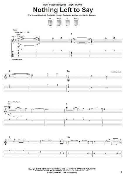 Nothing Left To Say - Guitar TAB, New, Main