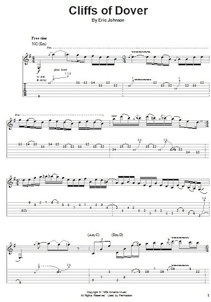Cliffs Of Dover - Guitar Tab Play-Along, New, Main