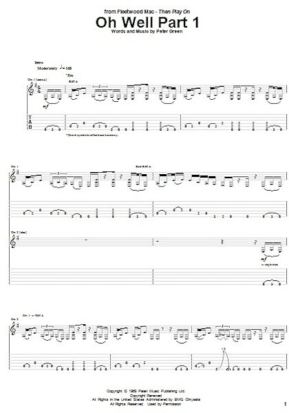 Oh Well Part 1 - Guitar TAB, New, Main