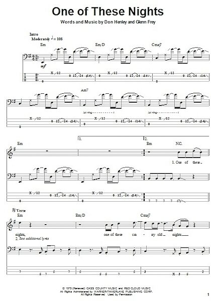 One Of These Nights - Bass Tab, New, Main