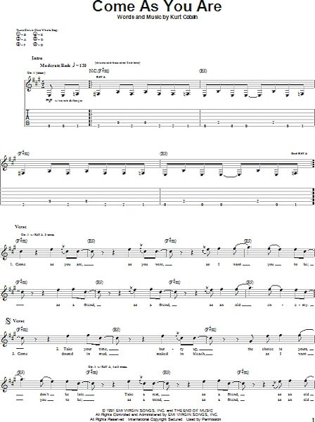 Come As You Are - Guitar TAB, New, Main