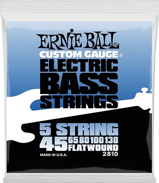Ernie Ball P02810 Flatwound 5-String Electric Bass Strings (45-130), Action Position Back