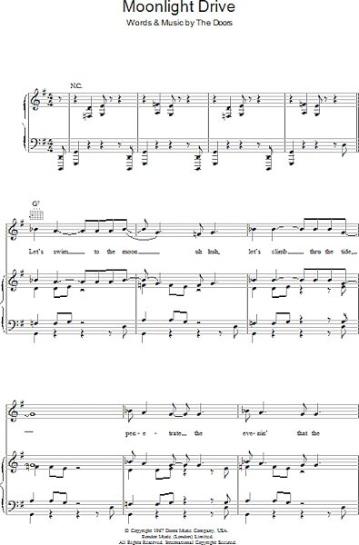 Moonlight Drive - Piano/Vocal/Guitar, New, Main