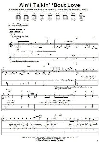 Ain't Talkin' 'Bout Love - Easy Guitar with TAB, New, Main