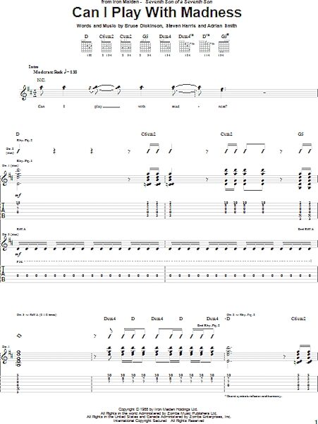 Can I Play With Madness - Guitar TAB, New, Main