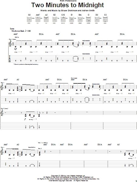 Two Minutes To Midnight - Guitar TAB, New, Main