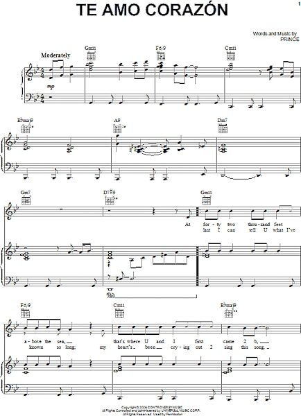 Te Amo Corazon - Piano/Vocal/Guitar, New, Main