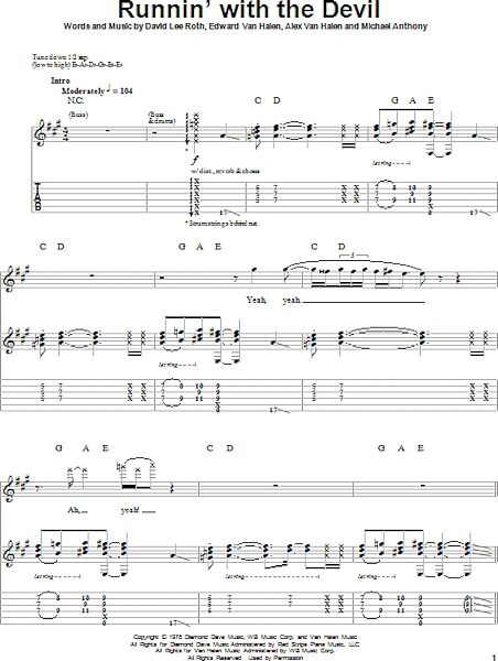 Runnin' With The Devil - Guitar Tab Play-Along, New, Main