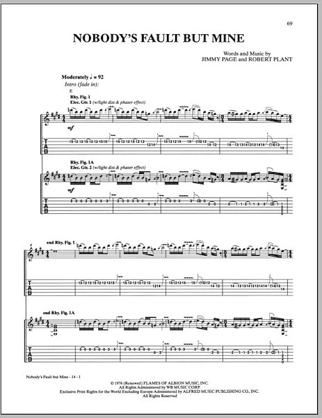 Nobody's Fault But Mine - Guitar TAB, New, Main
