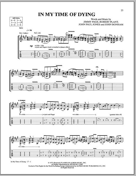 In My Time Of Dying - Guitar TAB, New, Main