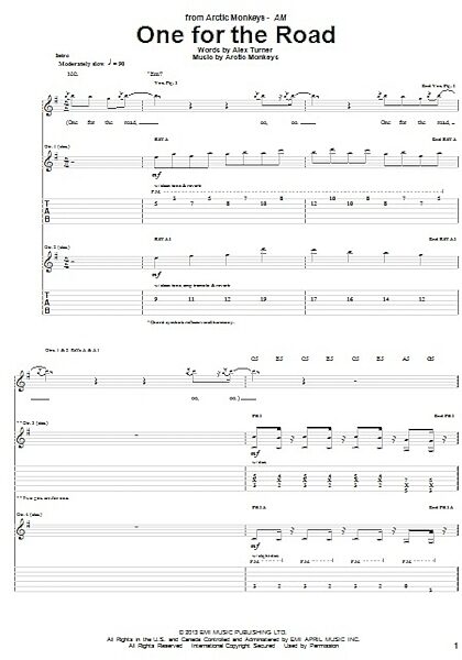 One For The Road - Guitar TAB, New, Main