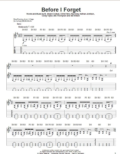 Before I Forget - Guitar Tab Play-Along, New, Main
