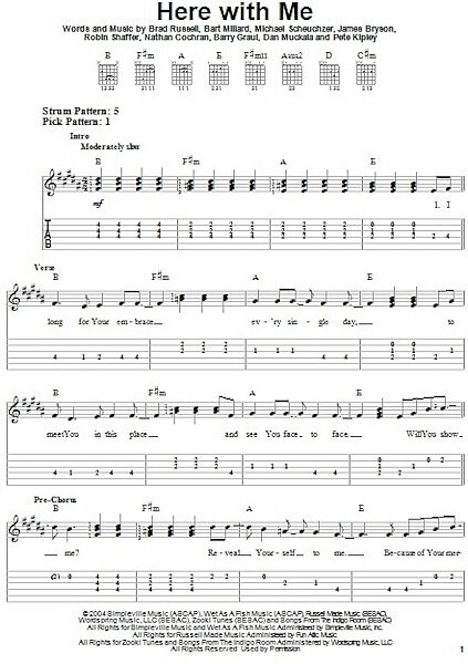 Here With Me - Easy Guitar with TAB, New, Main