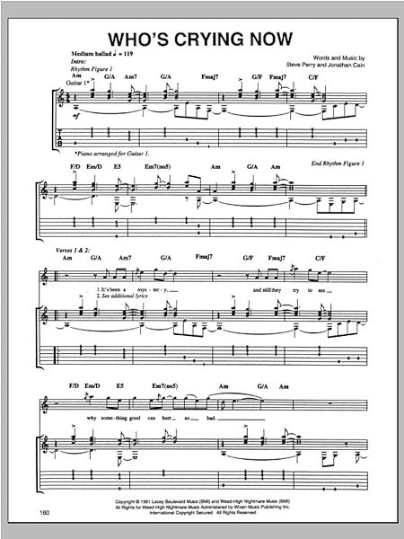 Who's Crying Now - Guitar TAB, New, Main