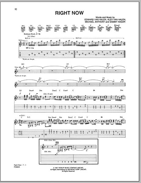 Right Now - Guitar TAB, New, Main