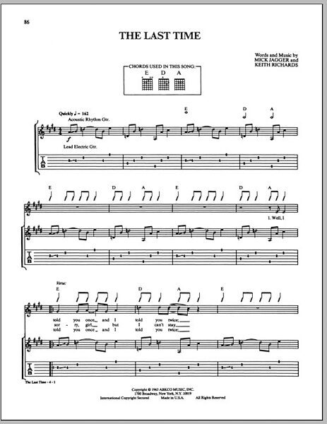 The Last Time - Guitar TAB, New, Main