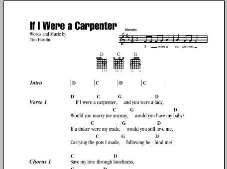 If I Were A Carpenter - Guitar Chords/Lyrics, New, Main