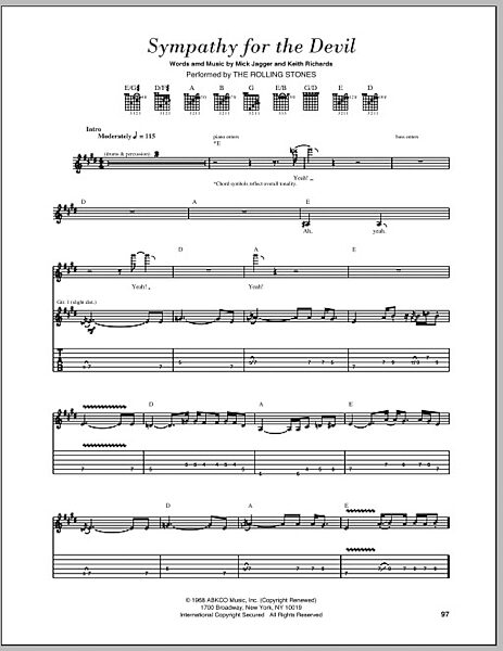 Sympathy For The Devil - Guitar TAB, New, Main