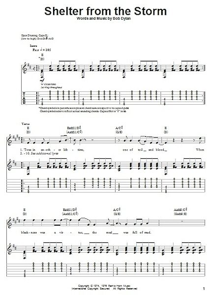 Shelter From The Storm - Guitar Tab Play-Along, New, Main