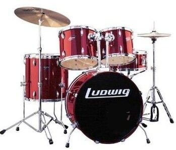 Ludwig Accent 5-Piece CS Power Series Drum Kit, Wine Red