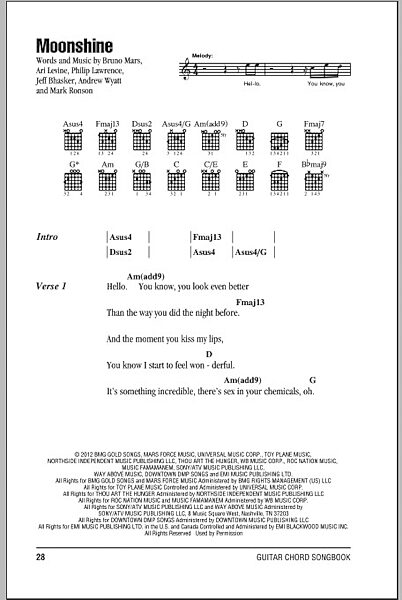 Moonshine - Guitar Chords/Lyrics, New, Main