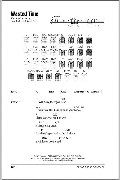 Wasted Time - Guitar Chords/Lyrics, New, Main