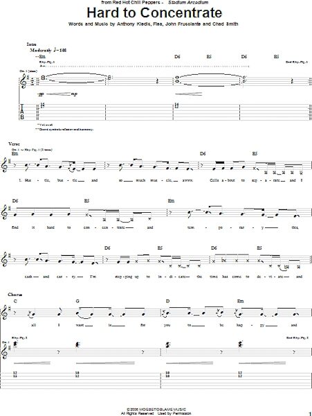 Hard To Concentrate - Guitar TAB, New, Main