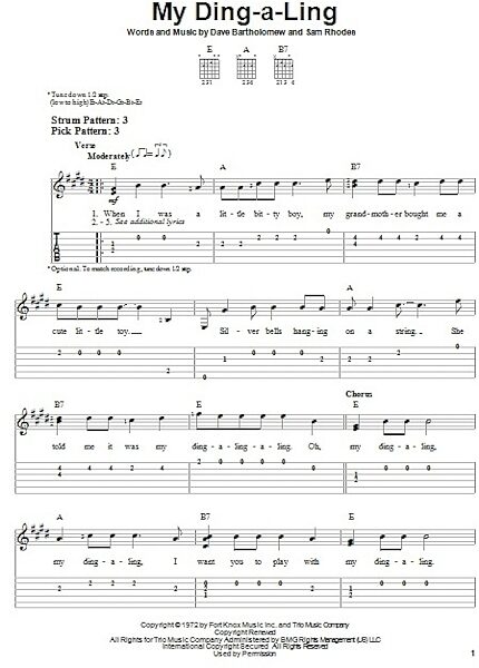 My Ding-A-Ling - Easy Guitar with TAB, New, Main