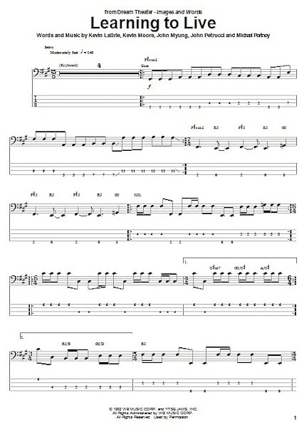Learning To Live - Bass Tab, New, Main