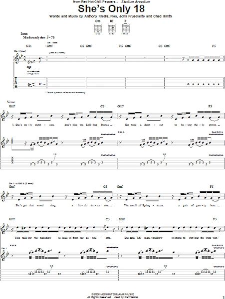 She's Only 18 - Guitar TAB, New, Main