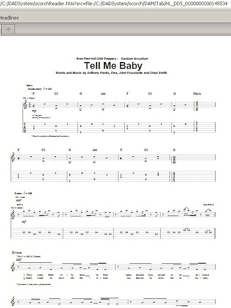 Tell Me Baby - Guitar TAB, New, Main