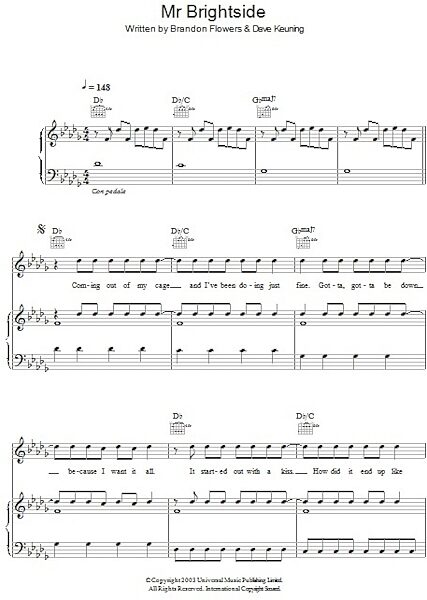 Mr. Brightside - Piano/Vocal/Guitar, New, Main