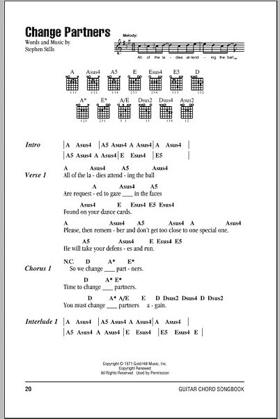 Change Partners - Guitar Chords/Lyrics, New, Main