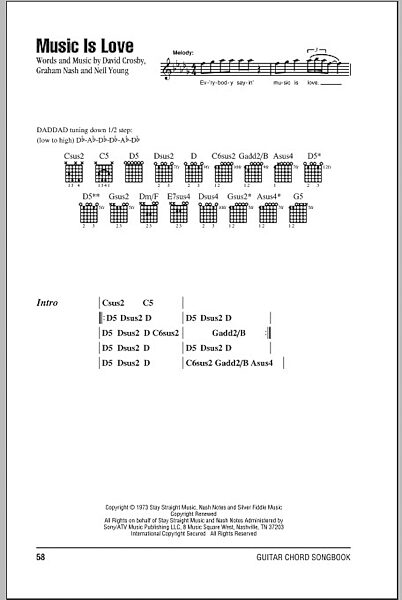 Music Is Love - Guitar Chords/Lyrics, New, Main