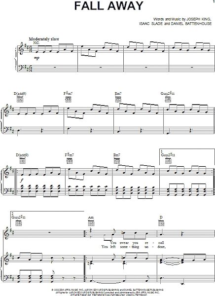 Fall Away - Piano/Vocal/Guitar, New, Main