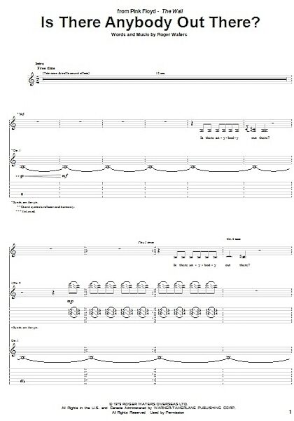Is There Anybody Out There? - Guitar TAB, New, Main