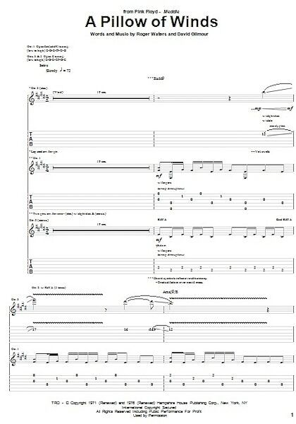 A Pillow Of Winds - Guitar TAB, New, Main